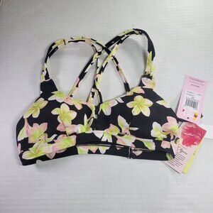Hurley x Carissa Moore Women Max Plumeria Floral Strappy Scoop Bikini Top Size X